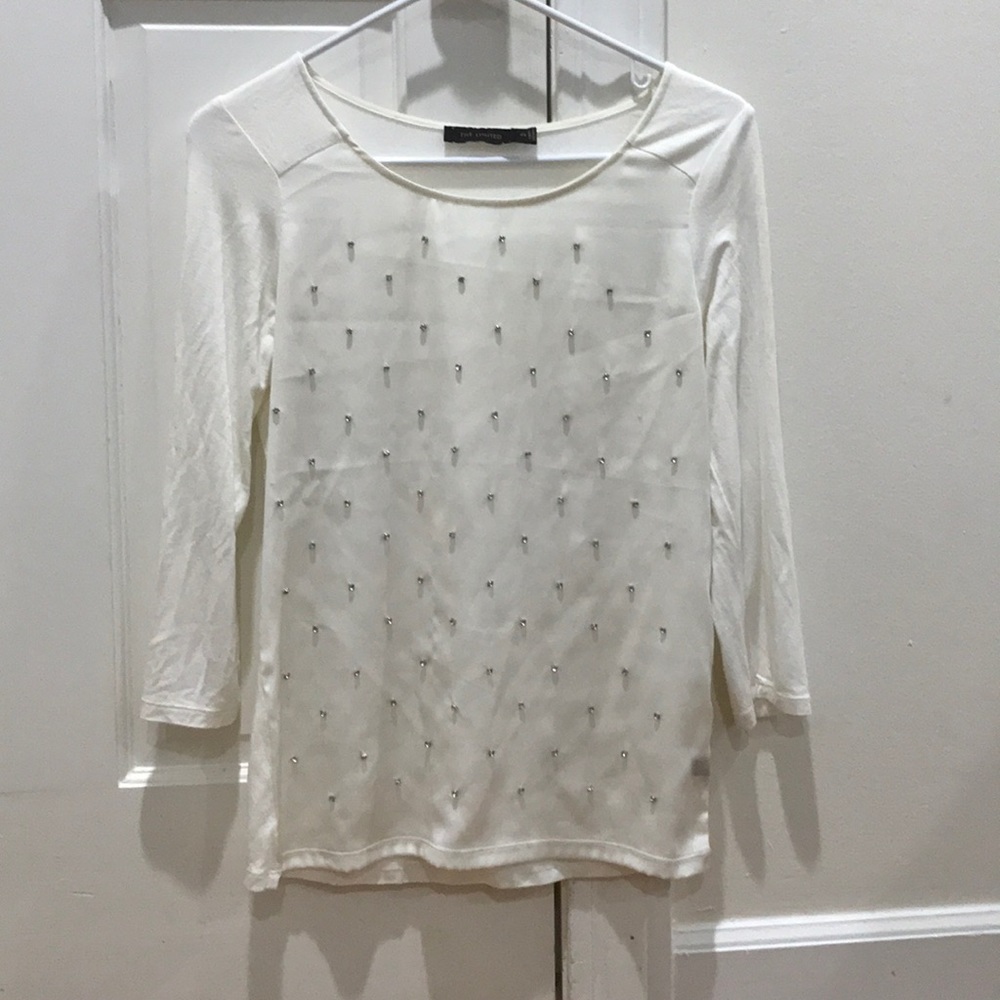 The Limited Cream Jewel Long Sleeve Top